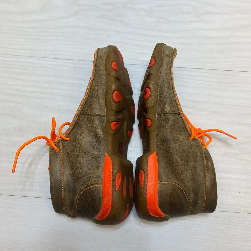 Twisted X Chukka Driving Mocs Kids 1M Orange Leather Moisture Wicking SD Footbed